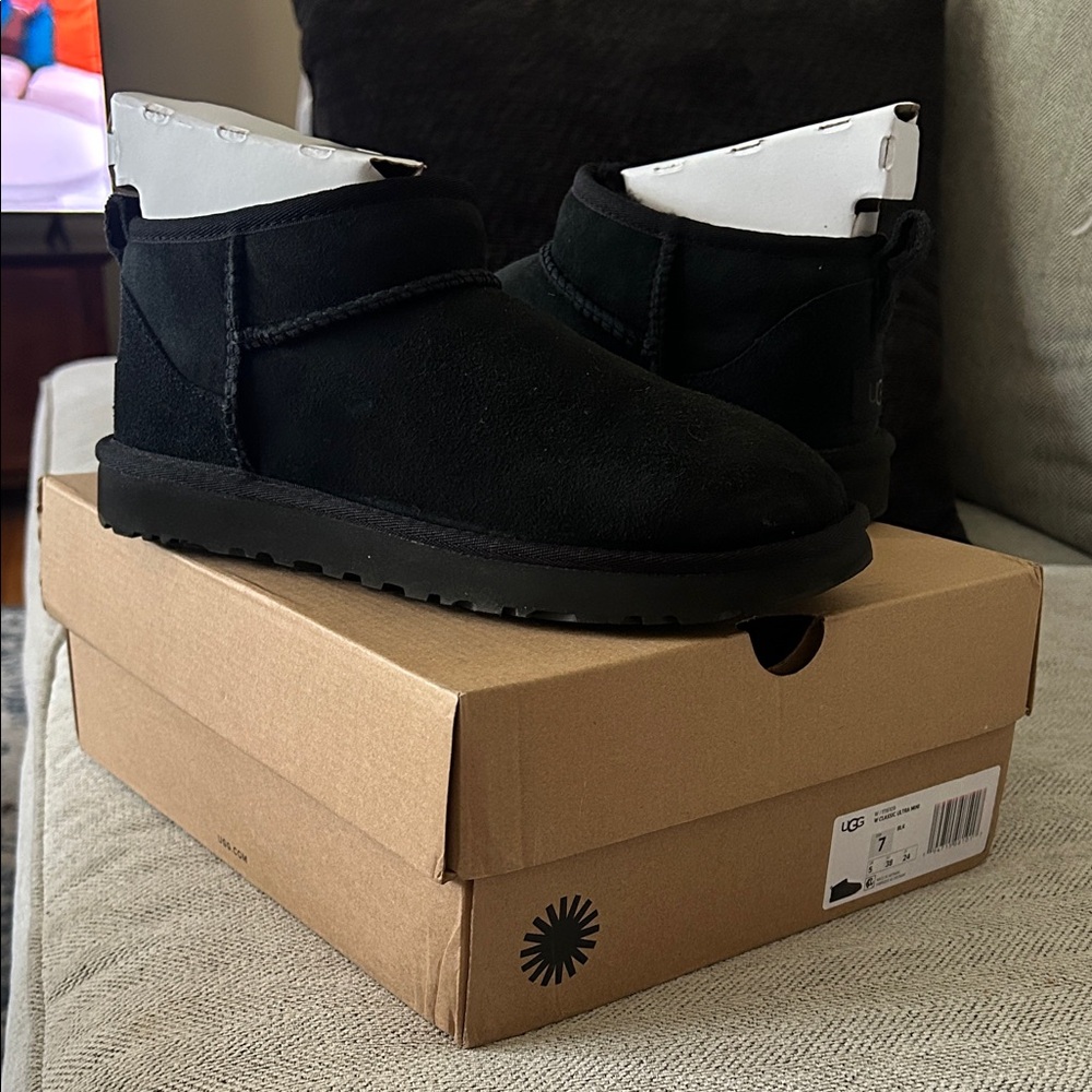 UGG Black Classic Short Suede Boots
